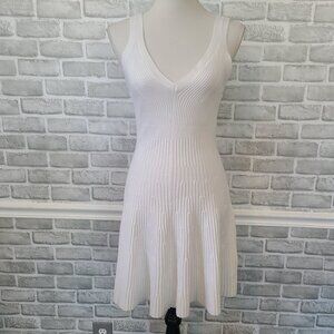 Express Y2K Fit and Flare Sleeveless Midi Dress White M Classic Acadamia Preppy